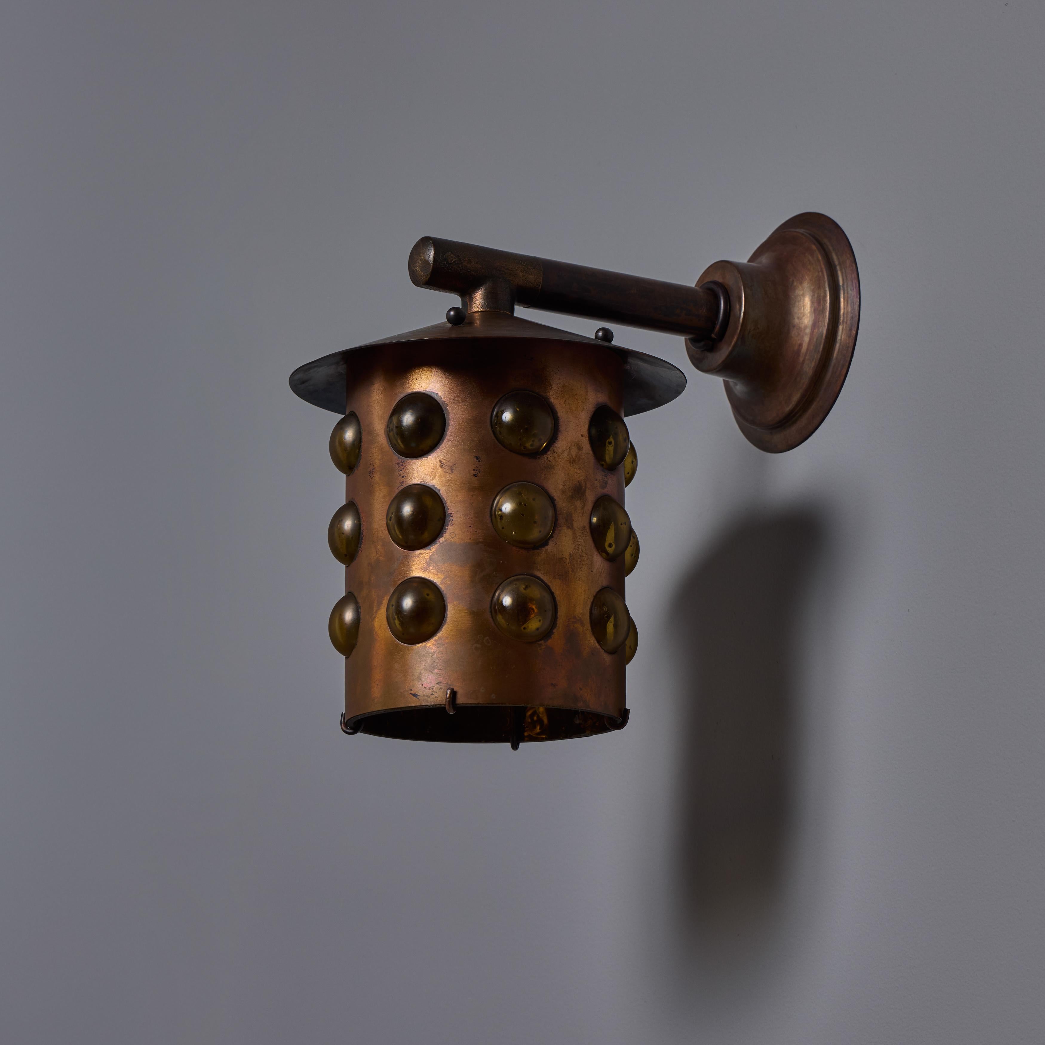 Applique d'extérieur en verre ambré et cuivre Helena Tynell, années 1960 en vente 3