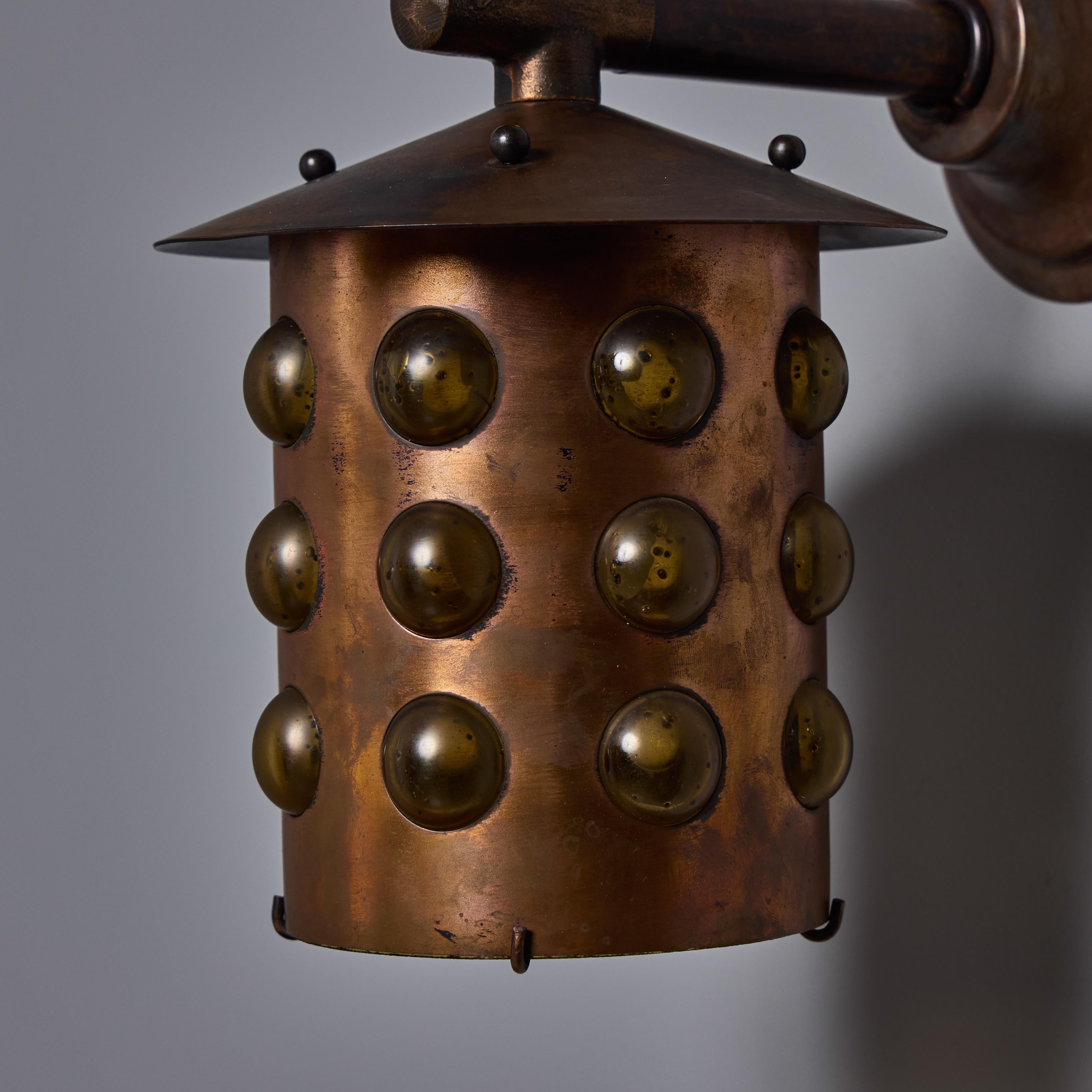 Applique d'extérieur en verre ambré et cuivre Helena Tynell, années 1960 en vente 6