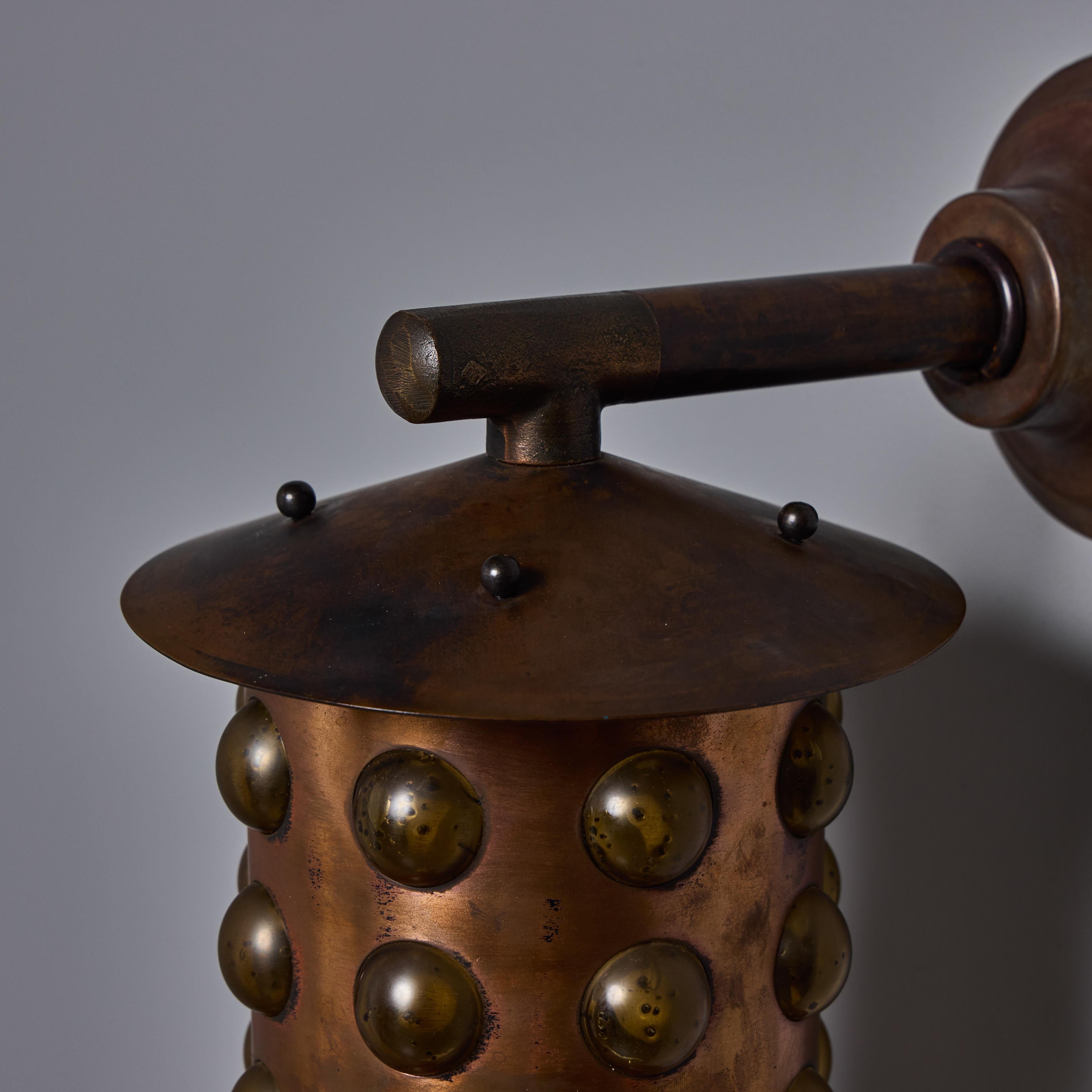 Applique d'extérieur en verre ambré et cuivre Helena Tynell, années 1960 en vente 8