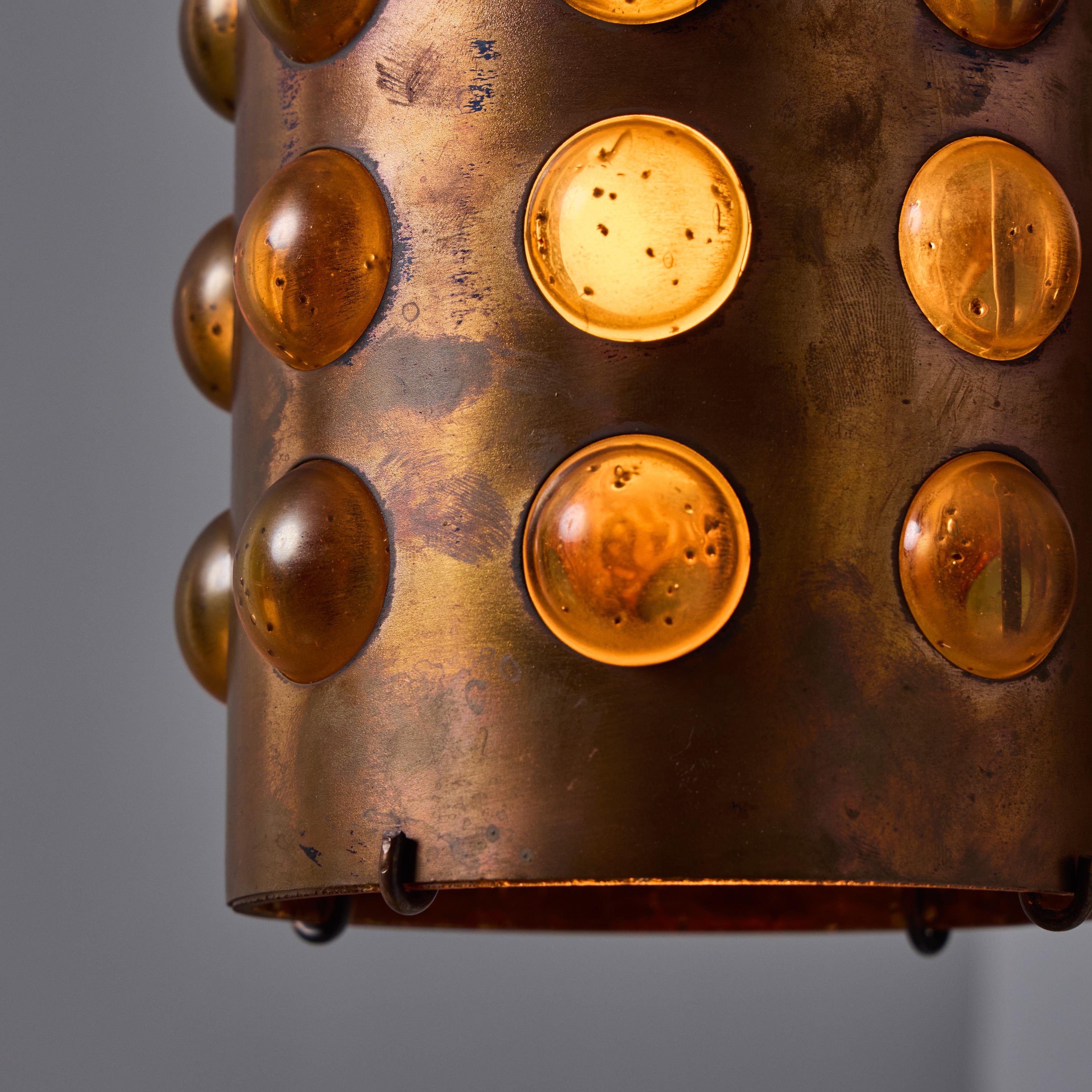 Applique d'extérieur en verre ambré et cuivre Helena Tynell, années 1960 en vente 12