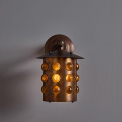 1960s Helena Tynell Amber Glass and Copper Outdoor Wall Lamp