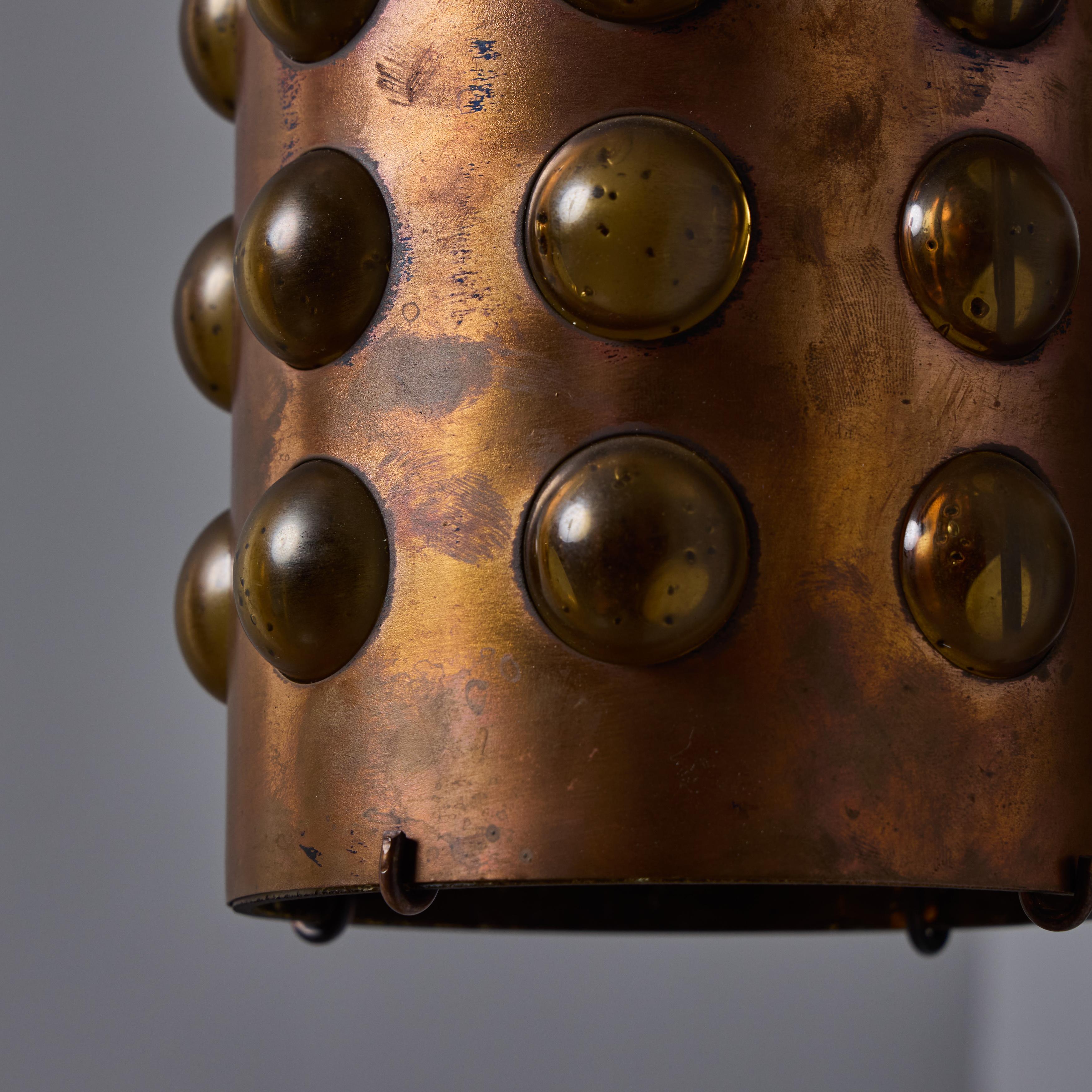 Applique d'extérieur en verre ambré et cuivre Helena Tynell, années 1960 en vente 13