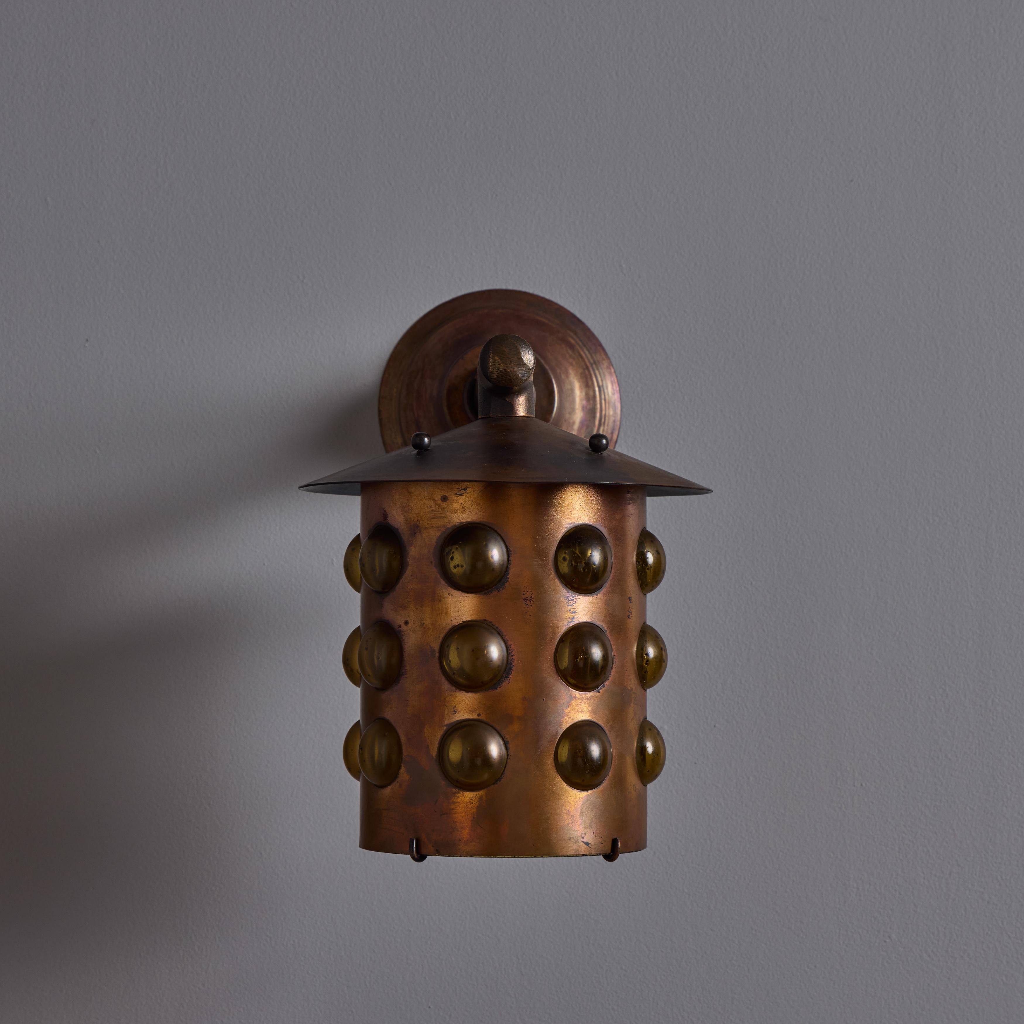 Allemand Applique d'extérieur en verre ambré et cuivre Helena Tynell, années 1960 en vente