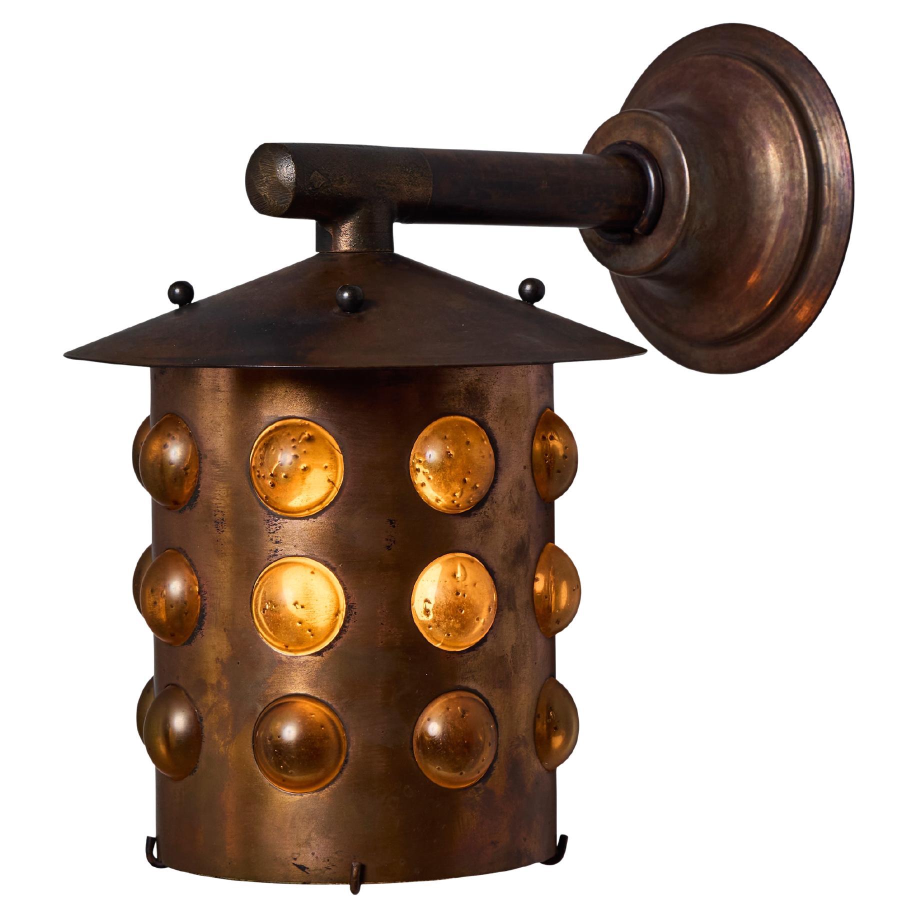 Applique d
extérieur en verre ambré et cuivre Helena Tynell, années 1960 en vente