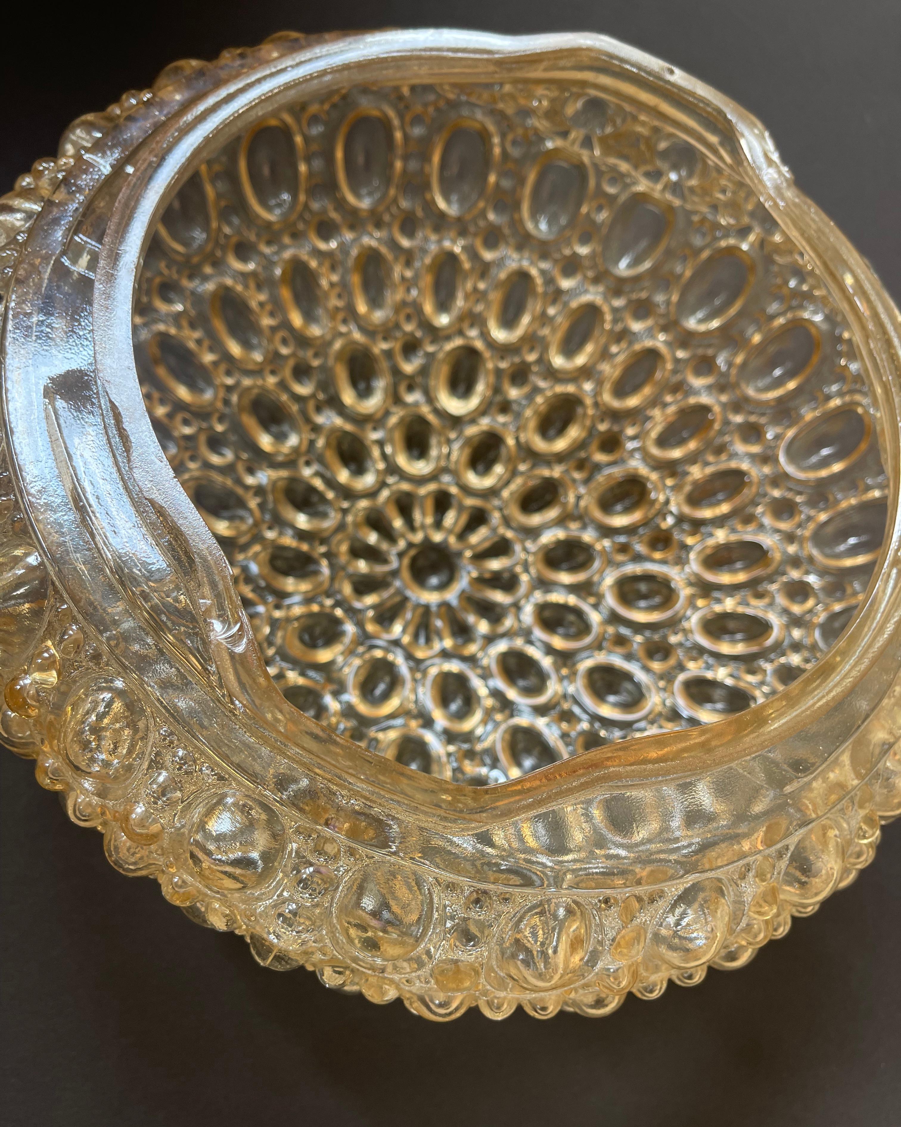 1960s Helena Tynell Sea Urchin Amber Bubble Glass Flushmount for Limburg Germany For Sale 1