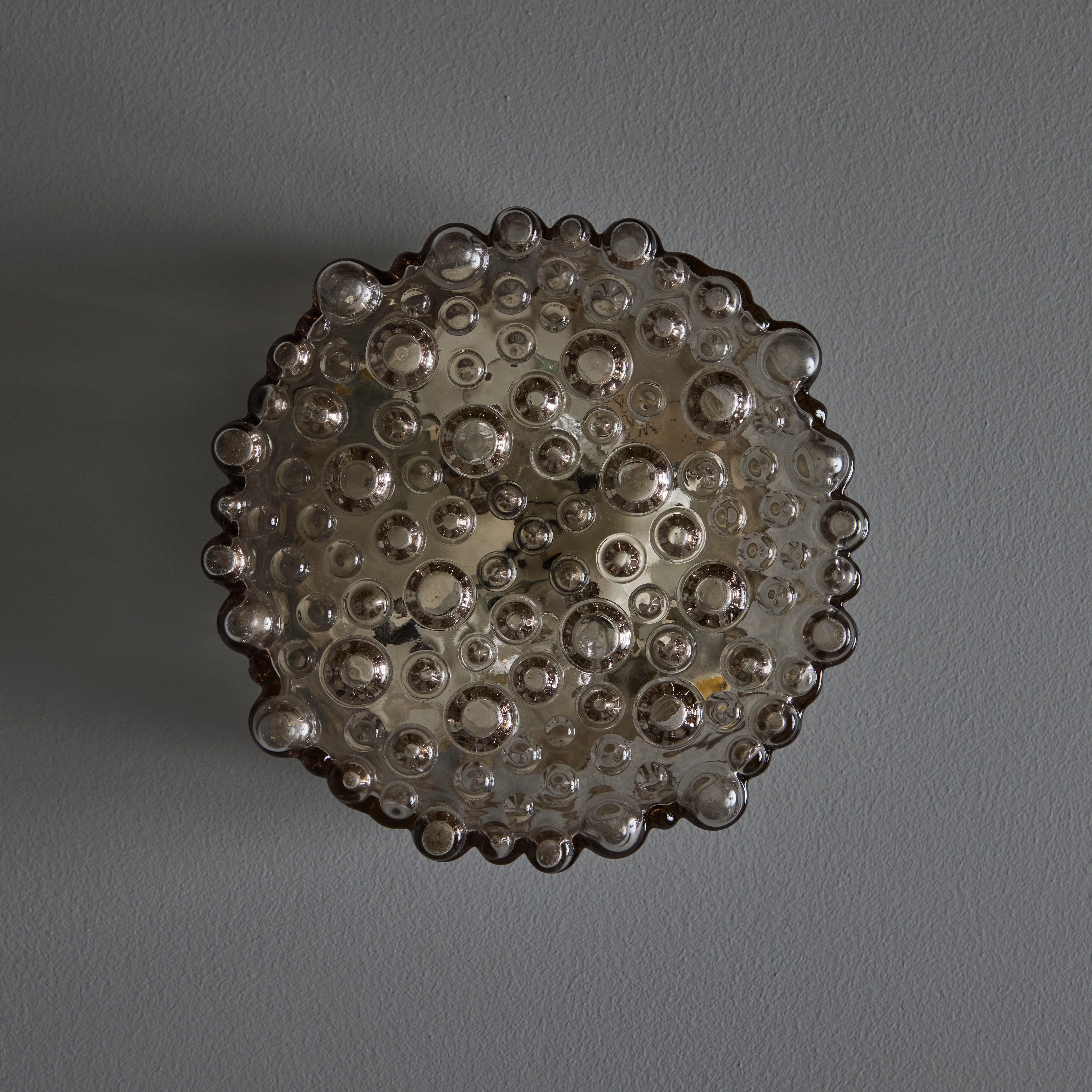 Metallo Montatura ad incasso in vetro a bolle fumé di Helena Tynell del 1960 per Limburg