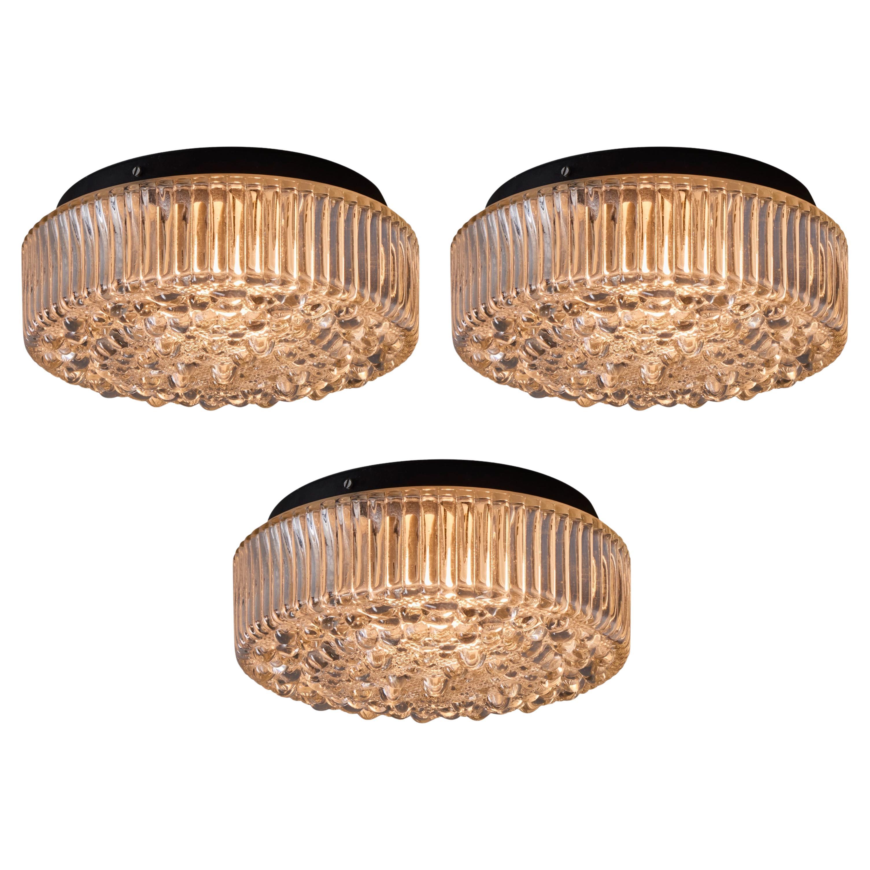 1960s Helena Tynell Smoked Bubble Glass Flush Mount for Limburg