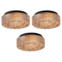 1960s Helena Tynell Smoked Bubble Glass Flush Mount for Limburg