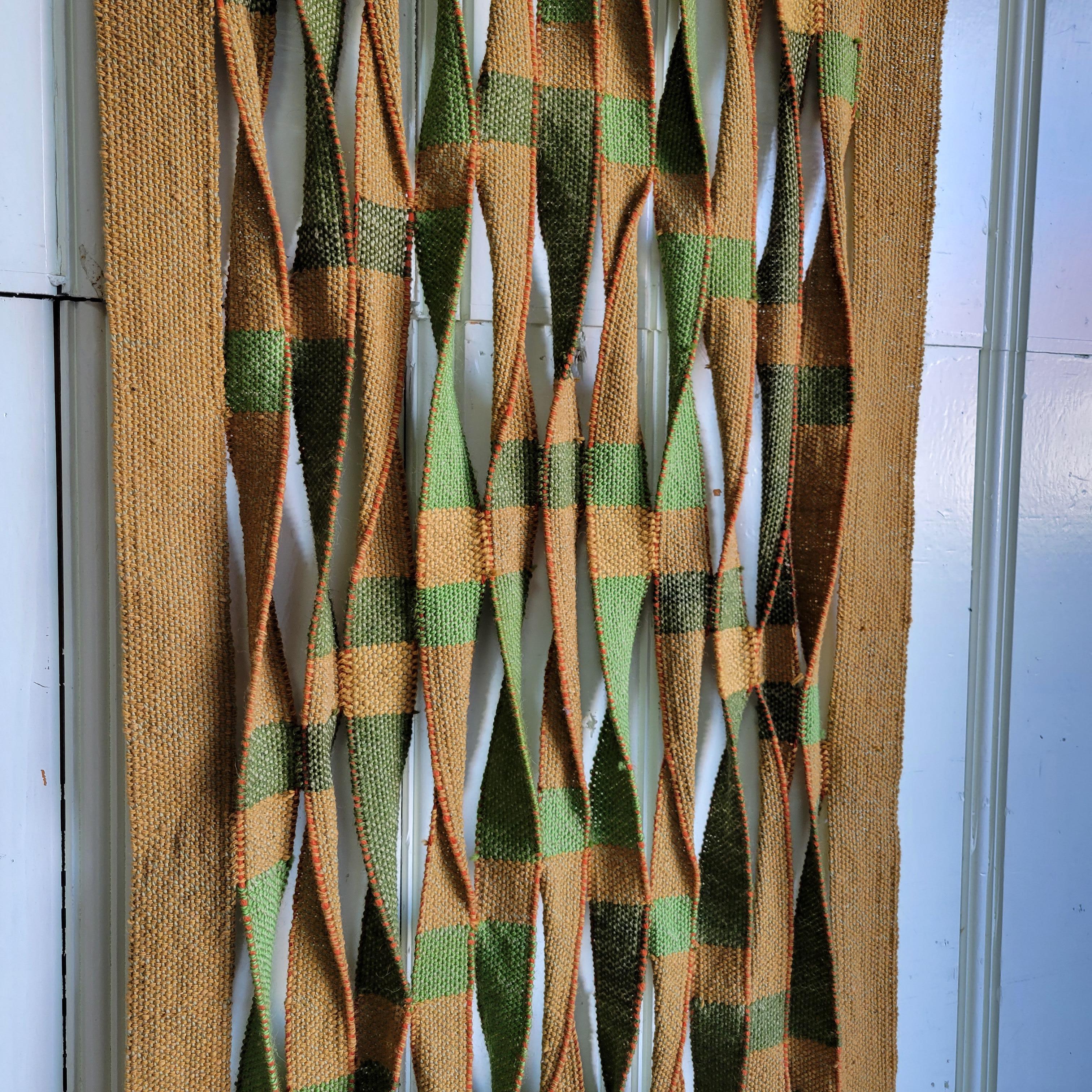 Mid-Century Modern 1960s Helical Wool Tapestry Fiber Art