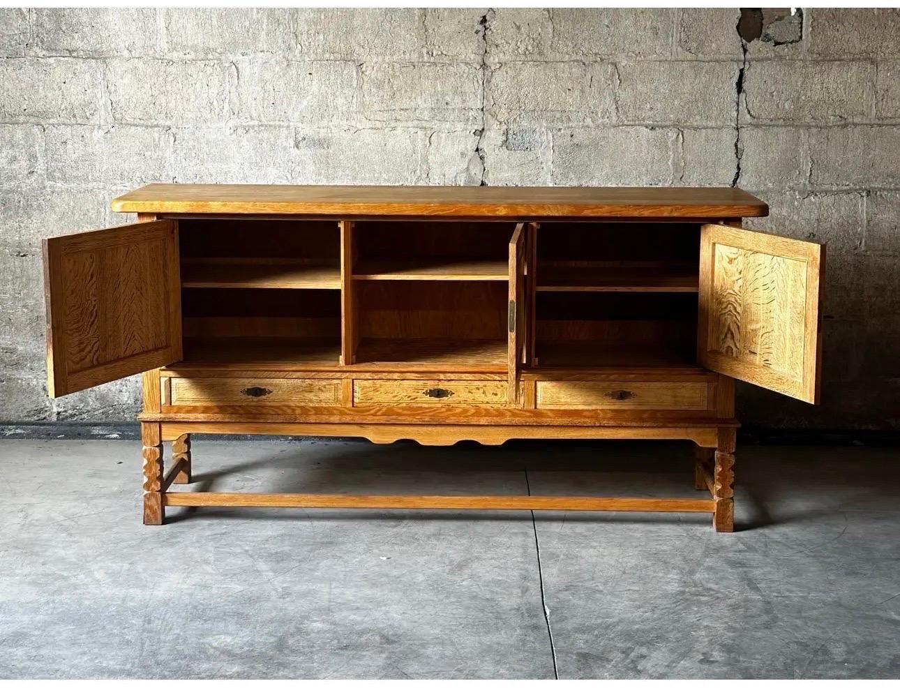 Brutalist 1960s Henning Kjaernulf Oak Sideboard