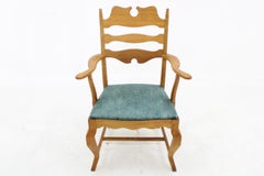 1960s Henning Kjærnulf Razorblade Armchair in Solid Oak for EG Møbler, Denmark