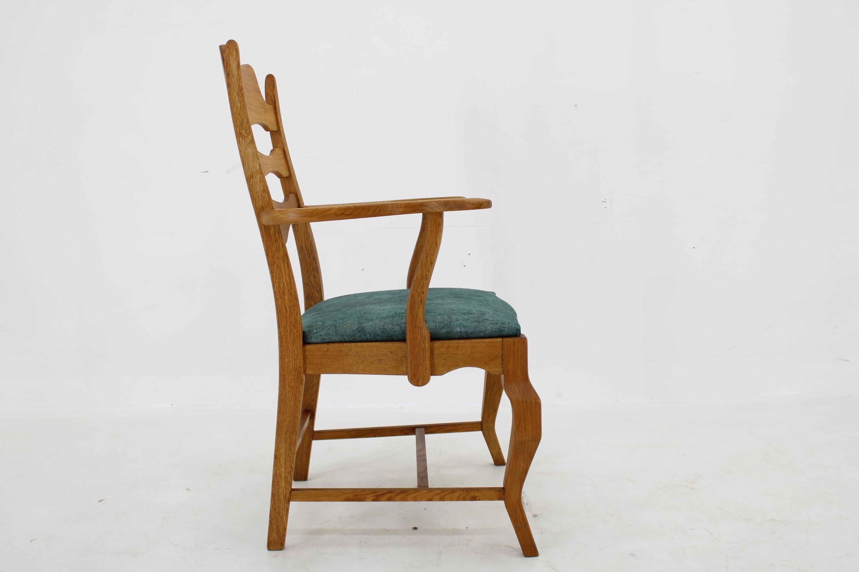 Danish 1960s Henning Kjærnulf Razorblade Armchair in Solid Oak for EG Møbler, Denmark For Sale