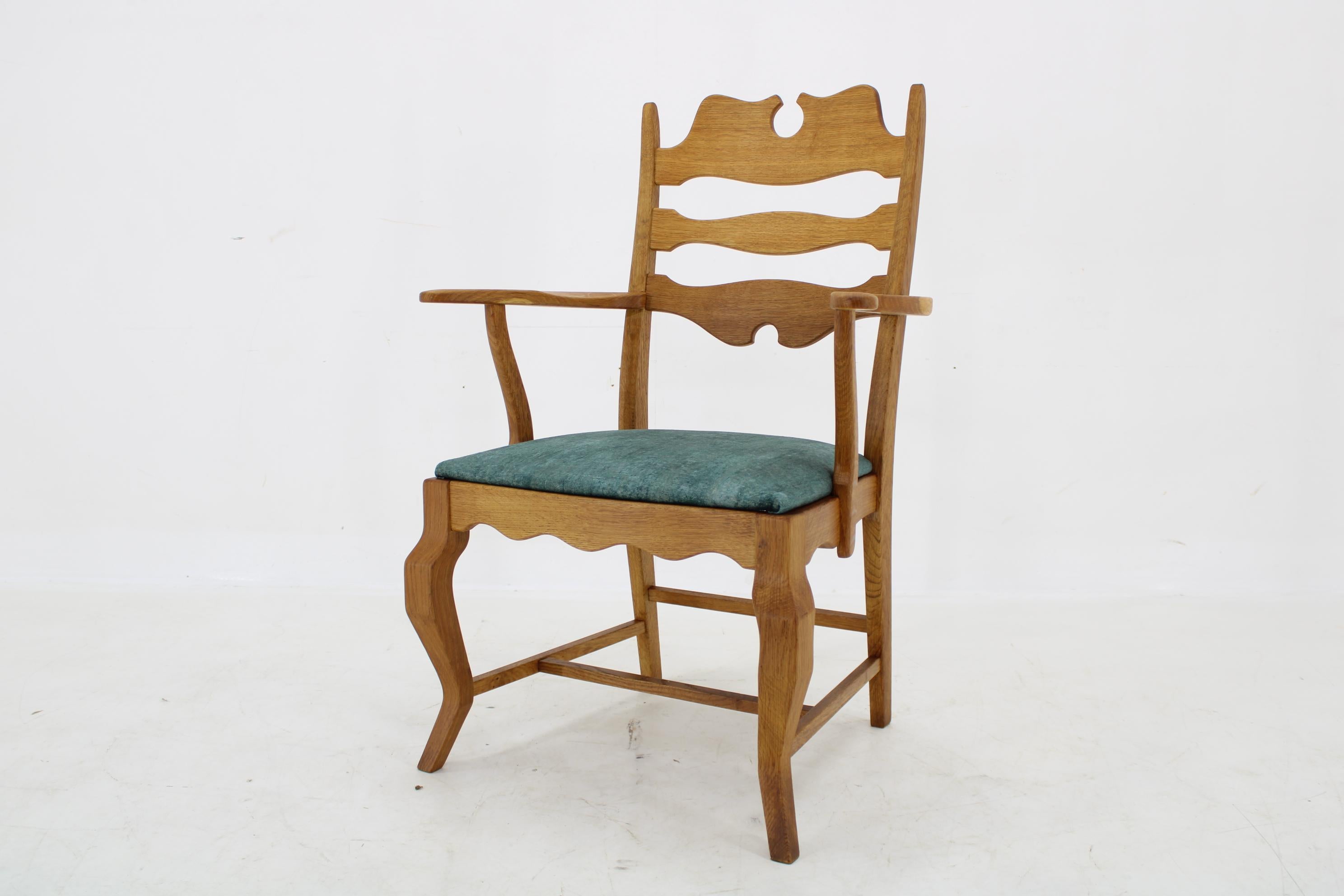 1960s Henning Kjærnulf Razorblade Armchair in Solid Oak for EG Møbler, Denmark For Sale 2