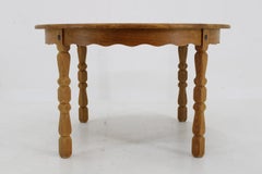 1960s Henning Kjaernulf Solid Oak Round Table , Denmark