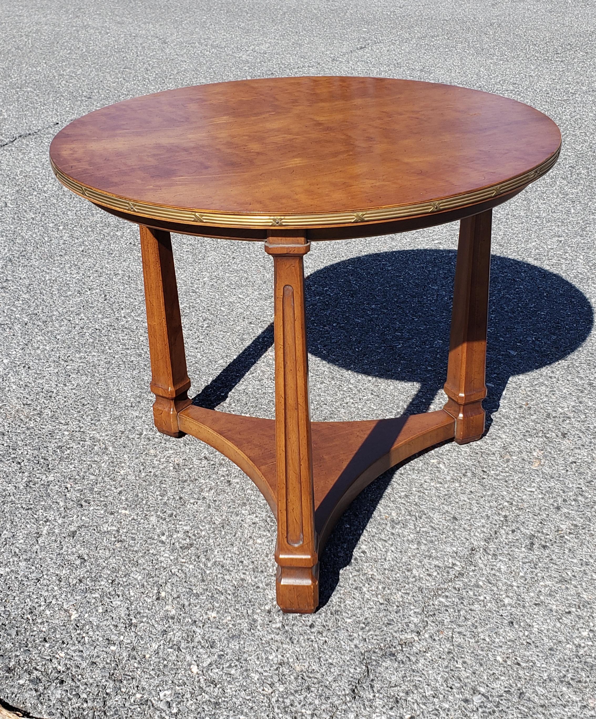 American 1960s Henredon Fine Furniture Walnut and Brass Ring Side Table For Sale