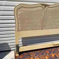 1960s Henredon French Provincial Cane and Carved Wood King Headboard