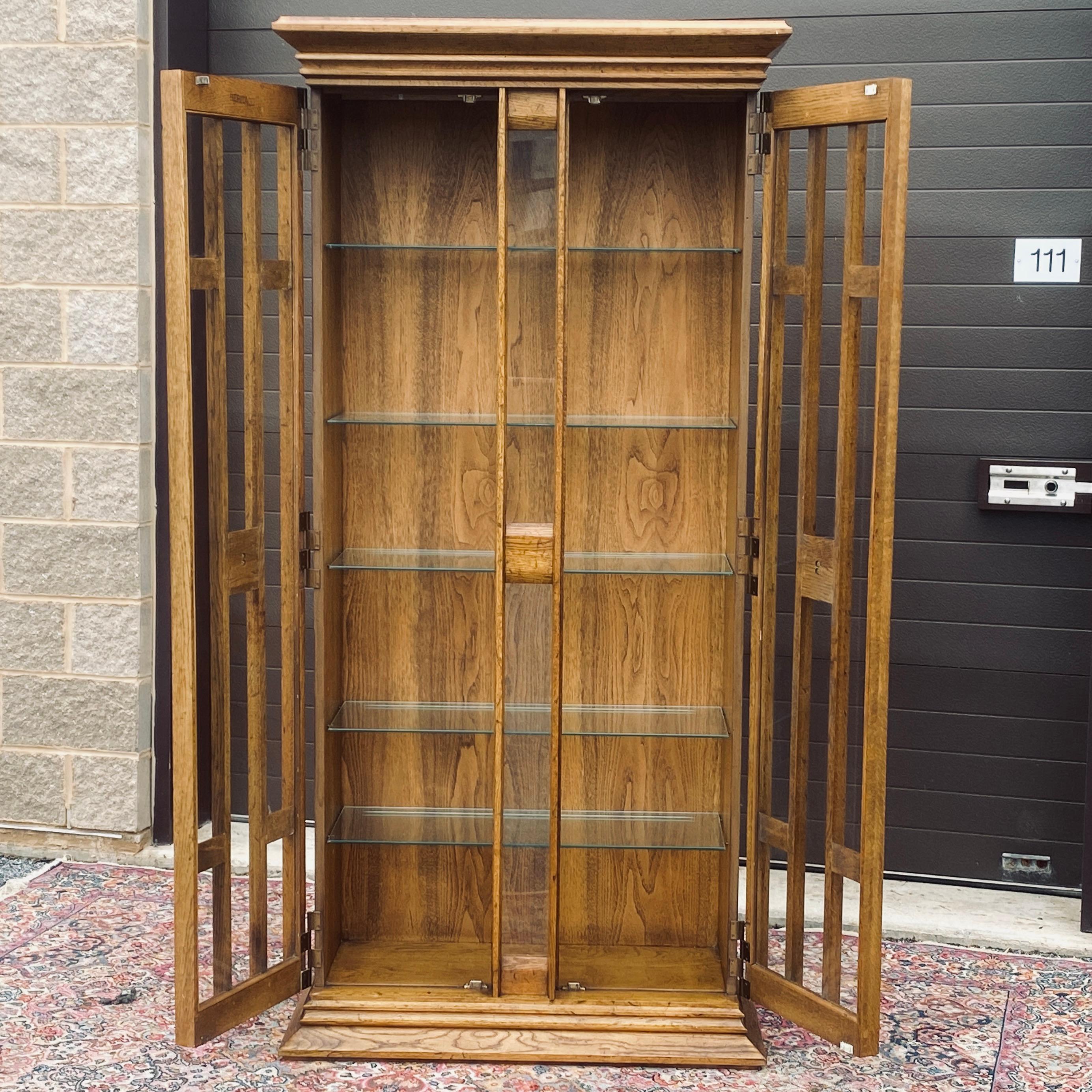 American 1960s Heritage Furniture Lighted Curio Cabinet For Sale
