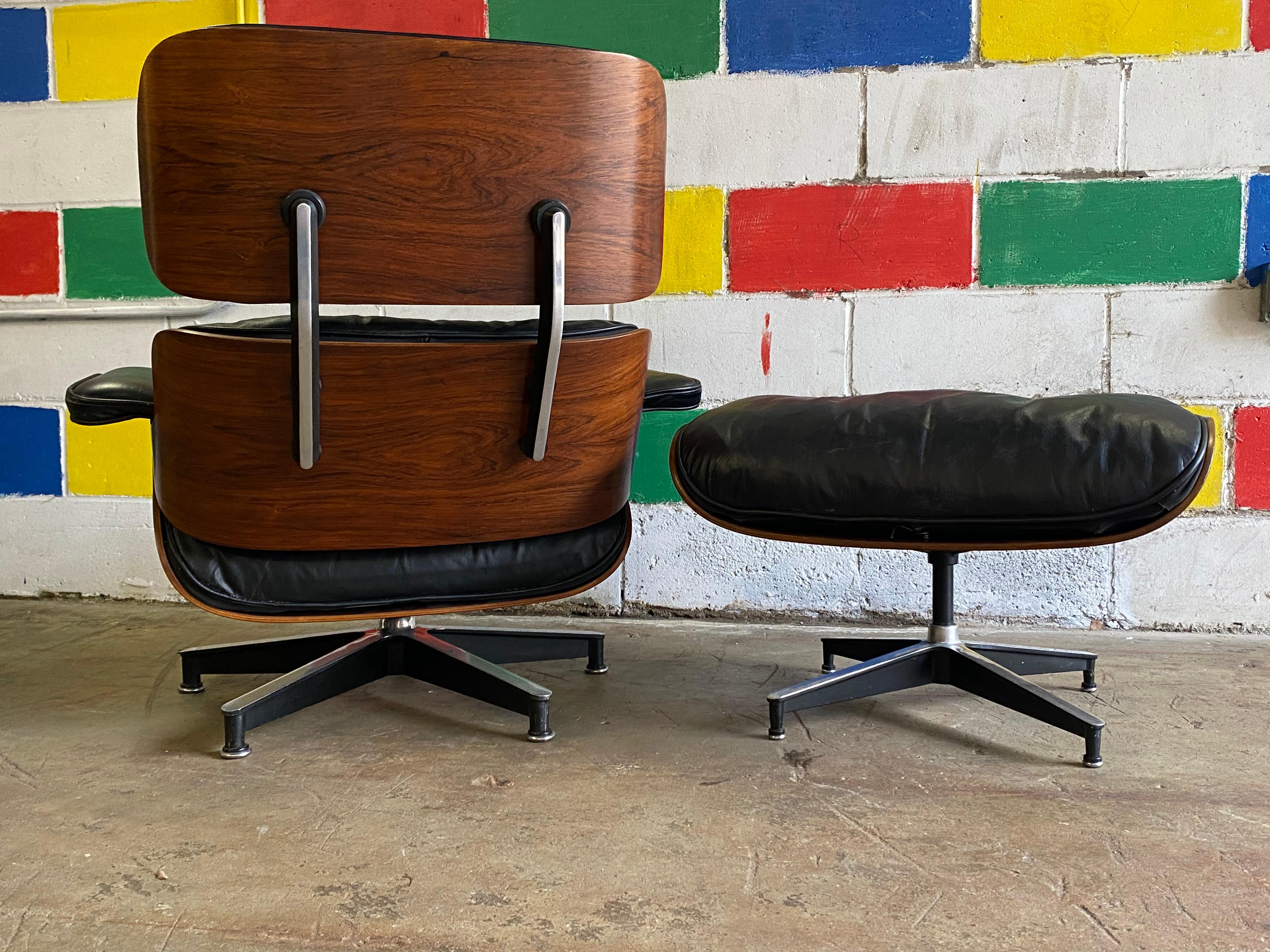 Leather 1960s Herman Miller Eames Lounge Chair and Ottoman