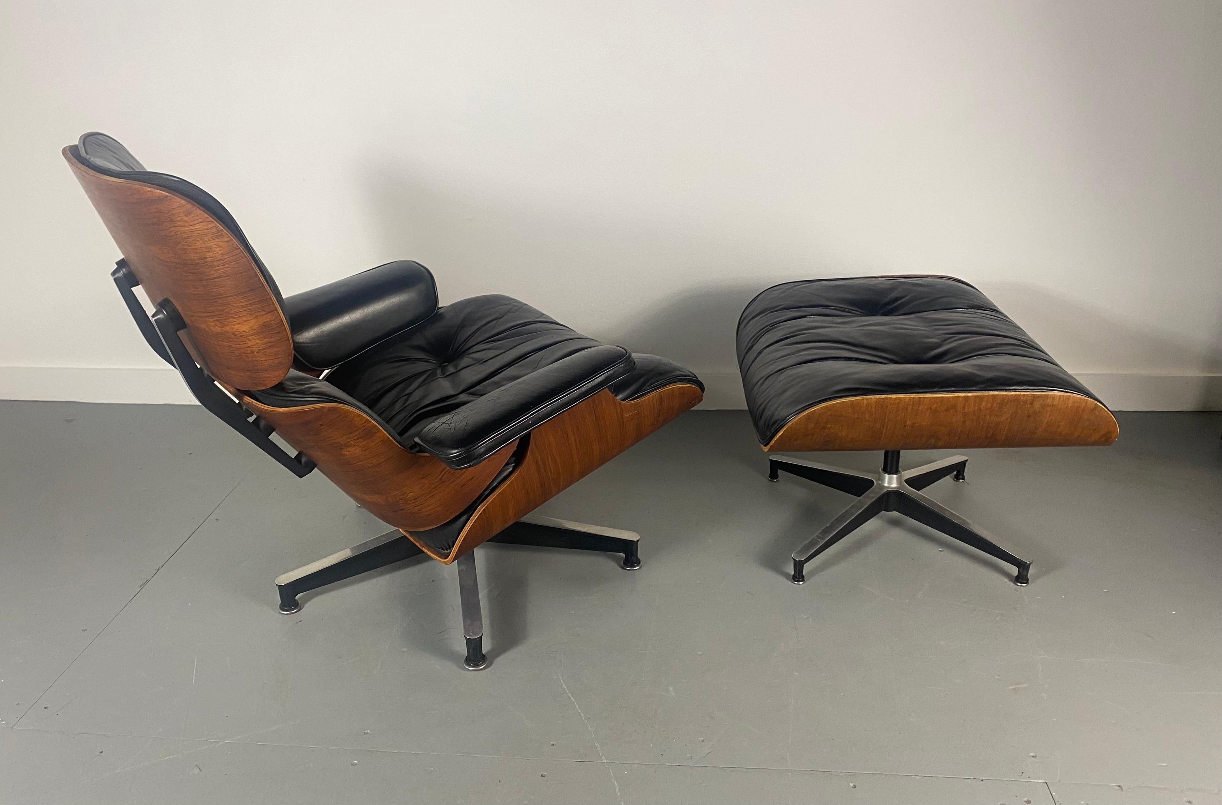 1960s, Herman Miller Eames Lounge Chair and Ottoman, Black Medallion Label 2