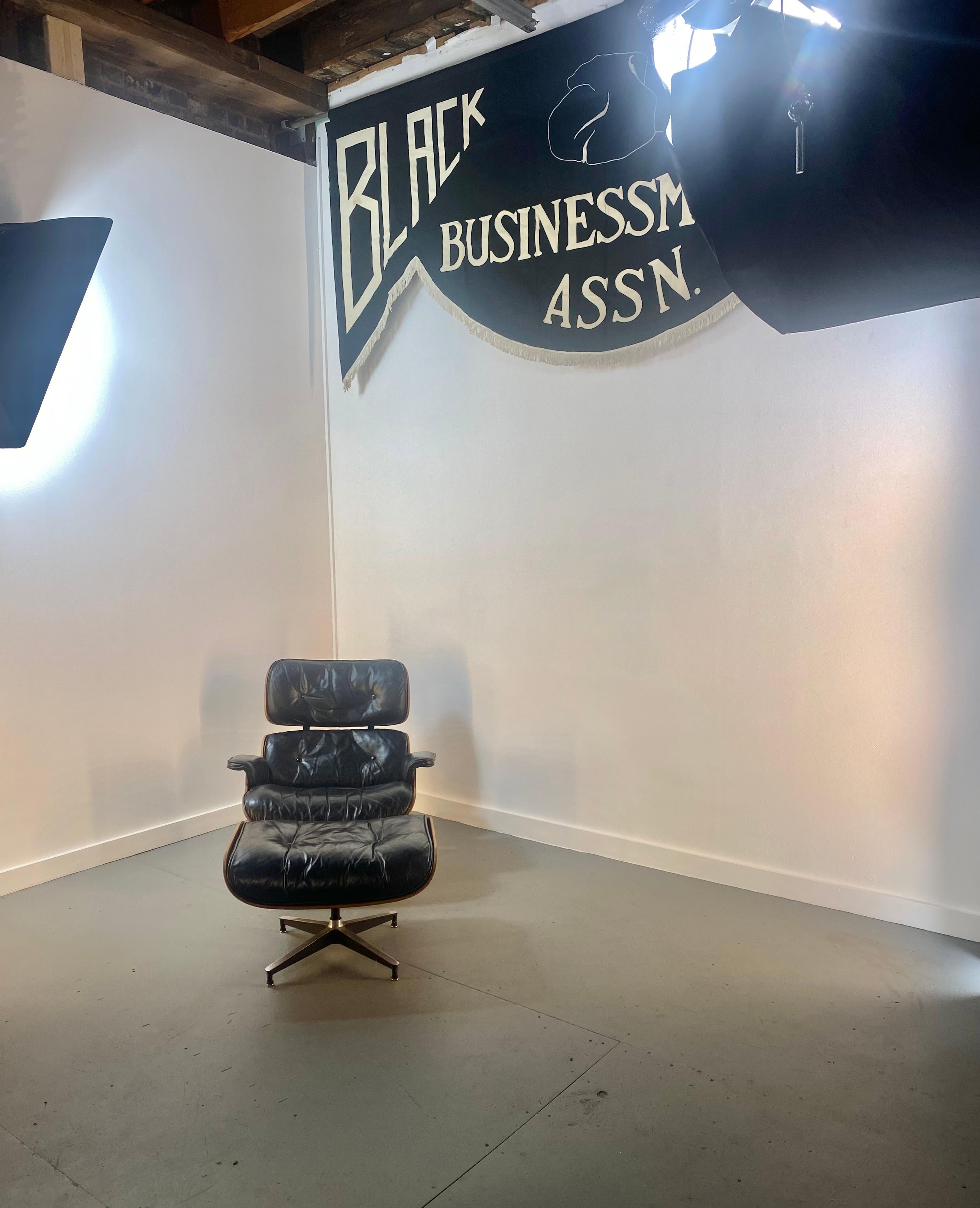 1960s, Herman Miller Eames Lounge Chair and Ottoman, Black Medallion Label 3