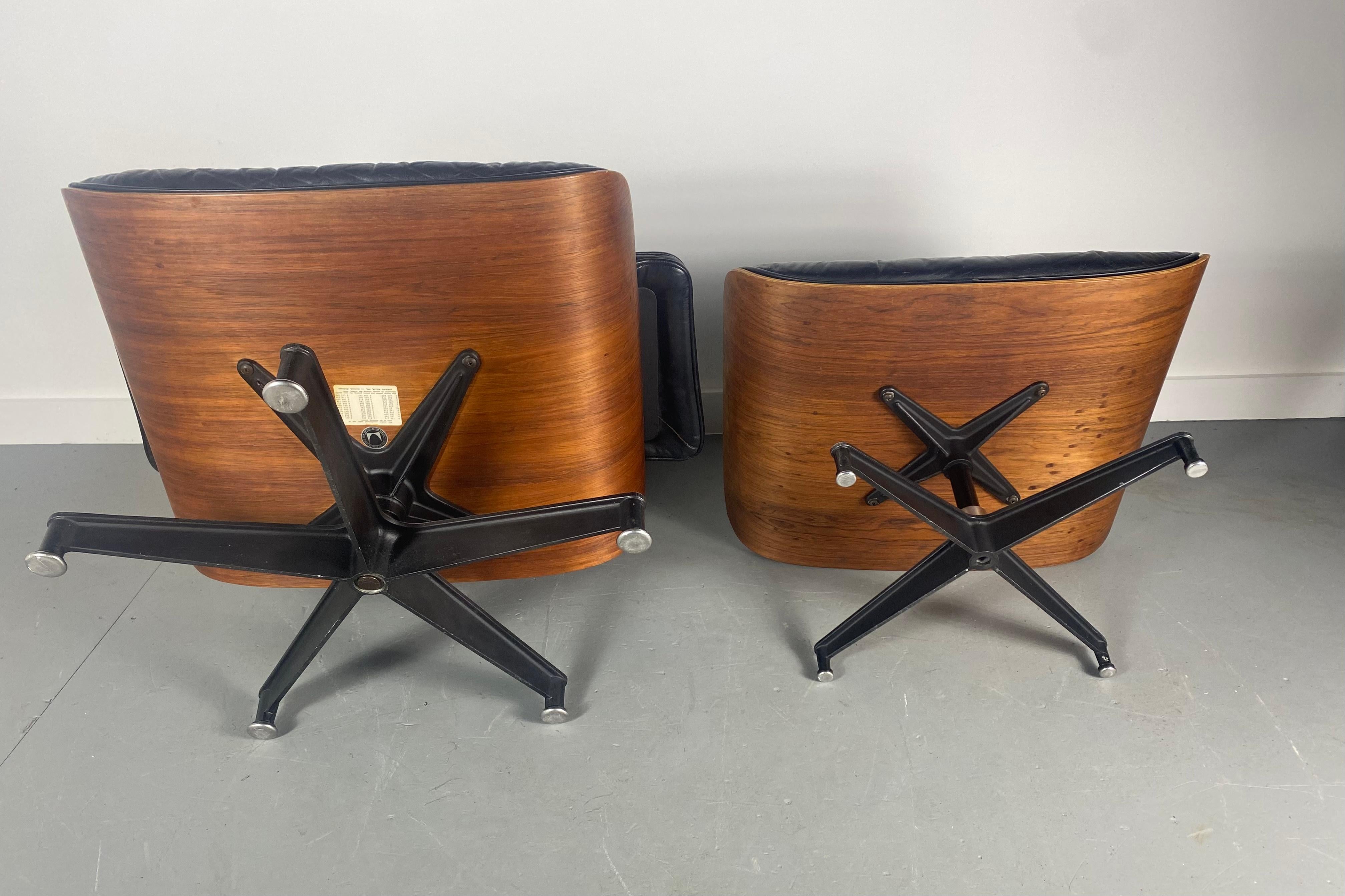 American 1960s, Herman Miller Eames Lounge Chair and Ottoman, Black Medallion Label