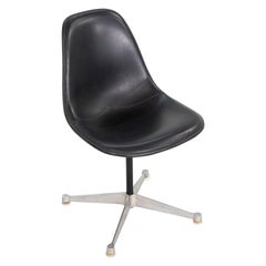 1960s Herman Miller Eames Pedestal Side Shell Chair in Fiberglass with Naugahyde
