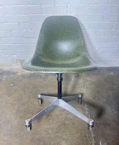 1960s Herman Miller Eames Swivel Office Desk Chair / rare green fiberglass