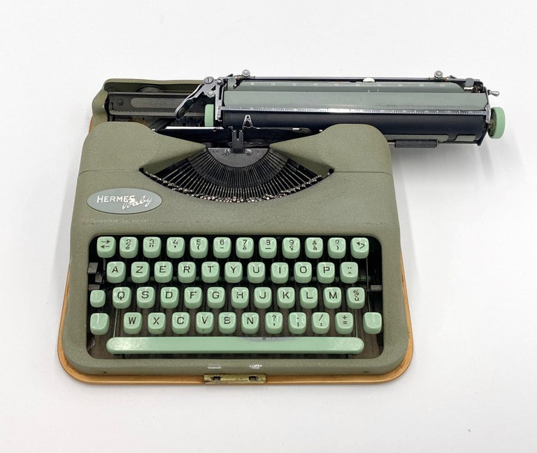 1960s Hermes Baby Typewriter Mint Green Color with Paperwork and Key at  1stDibs