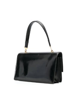 1960s Hermes Black Box Leather Palonnier Hand Bag