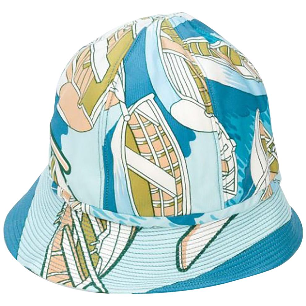 1960s Hermes Blue Silk Bucket Hat Cap