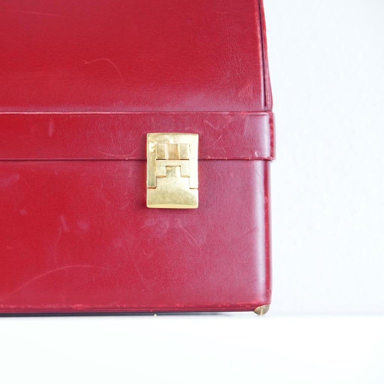 1960s Hermès Bourgundy Sac Mallette Handbag with Jewel Compartment 5