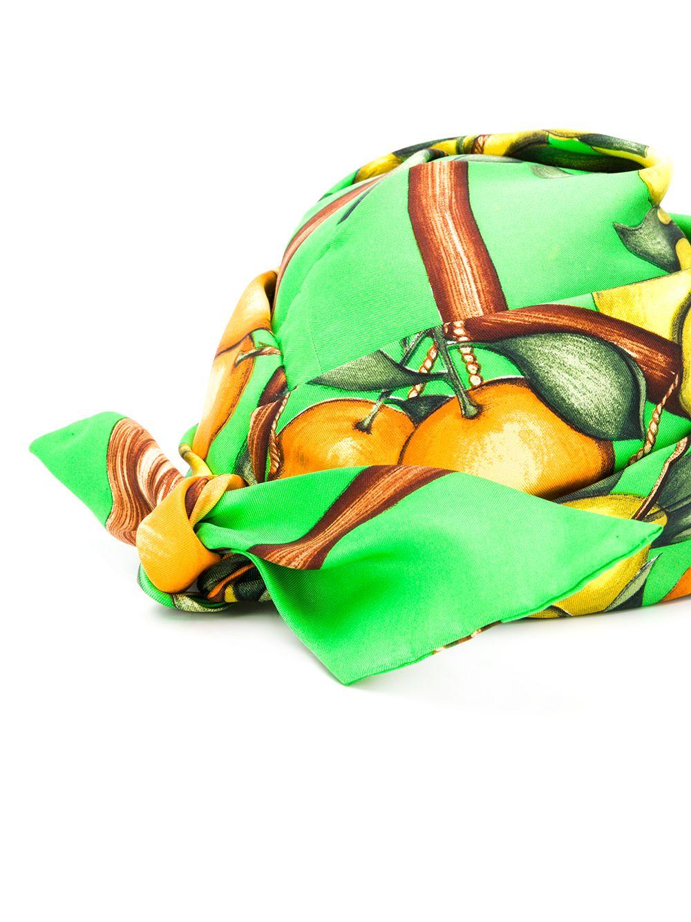 1960s Hermes green silk turban featuring a fruit print.
100% silk.
Estimated size S  
Circumference: 21,45 in or 54,5 cm
In good vintage condition. Made in France.
We guarantee you will receive this  iconic item as described and showed on