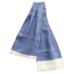 1960s Hermes H Blue Silk Ascot Scarf