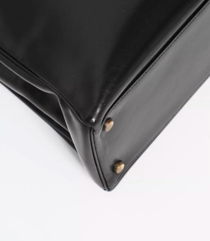 1960s Black Box Calf Hermes Kelly Retourne 32cm Tote Bag For Sale 6