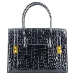 1960er Hermès Marineblau Kroko Handtasche