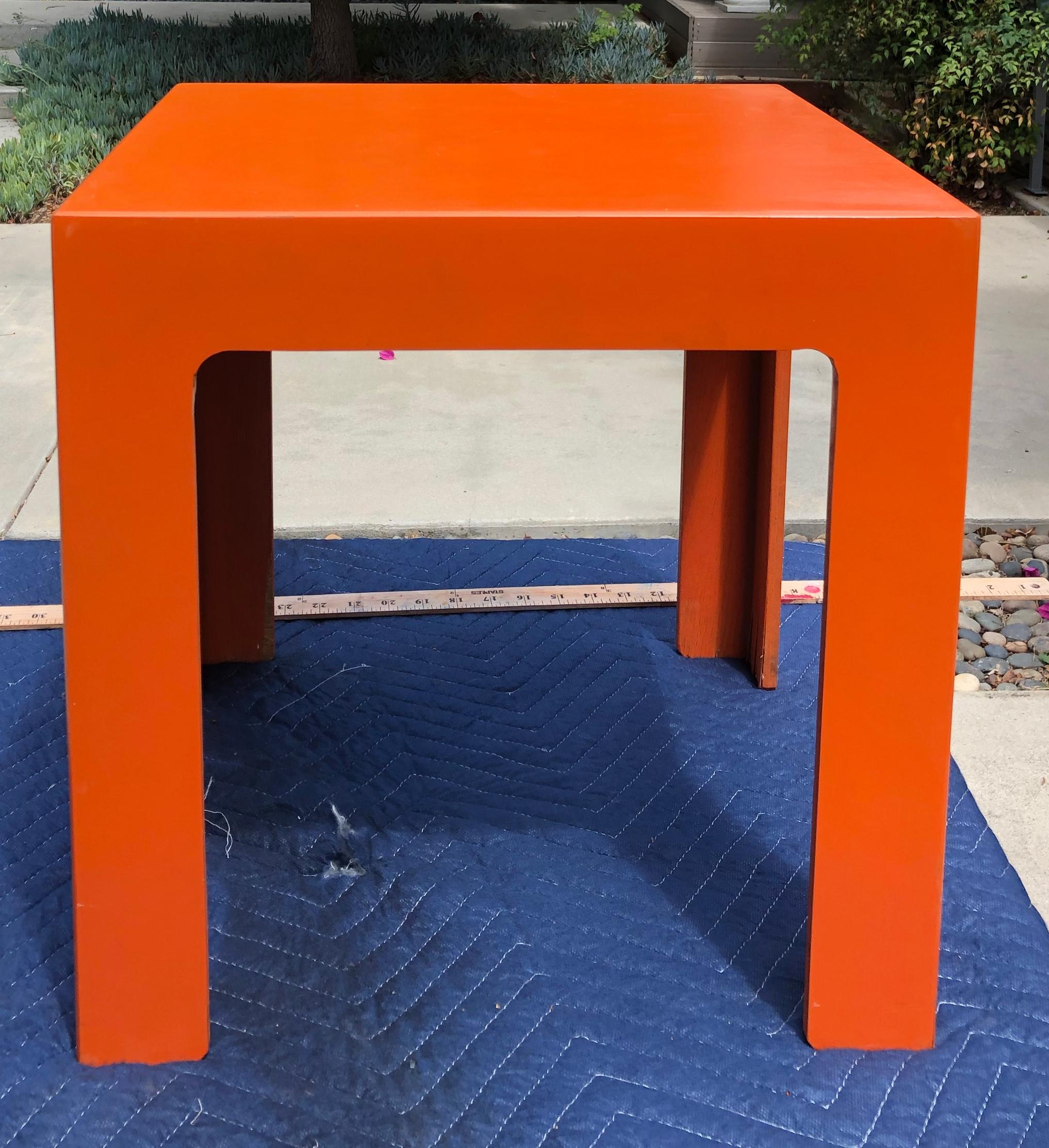 1960's Hermes Orange Laminate Parsons Stacking Cube Tables For Sale 4