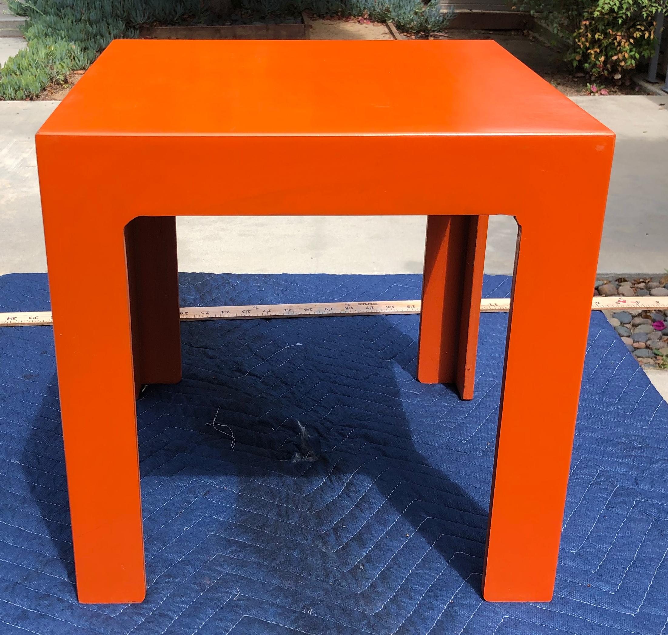 1960's Hermes Orange Laminate Parsons Stacking Cube Tables For Sale 6