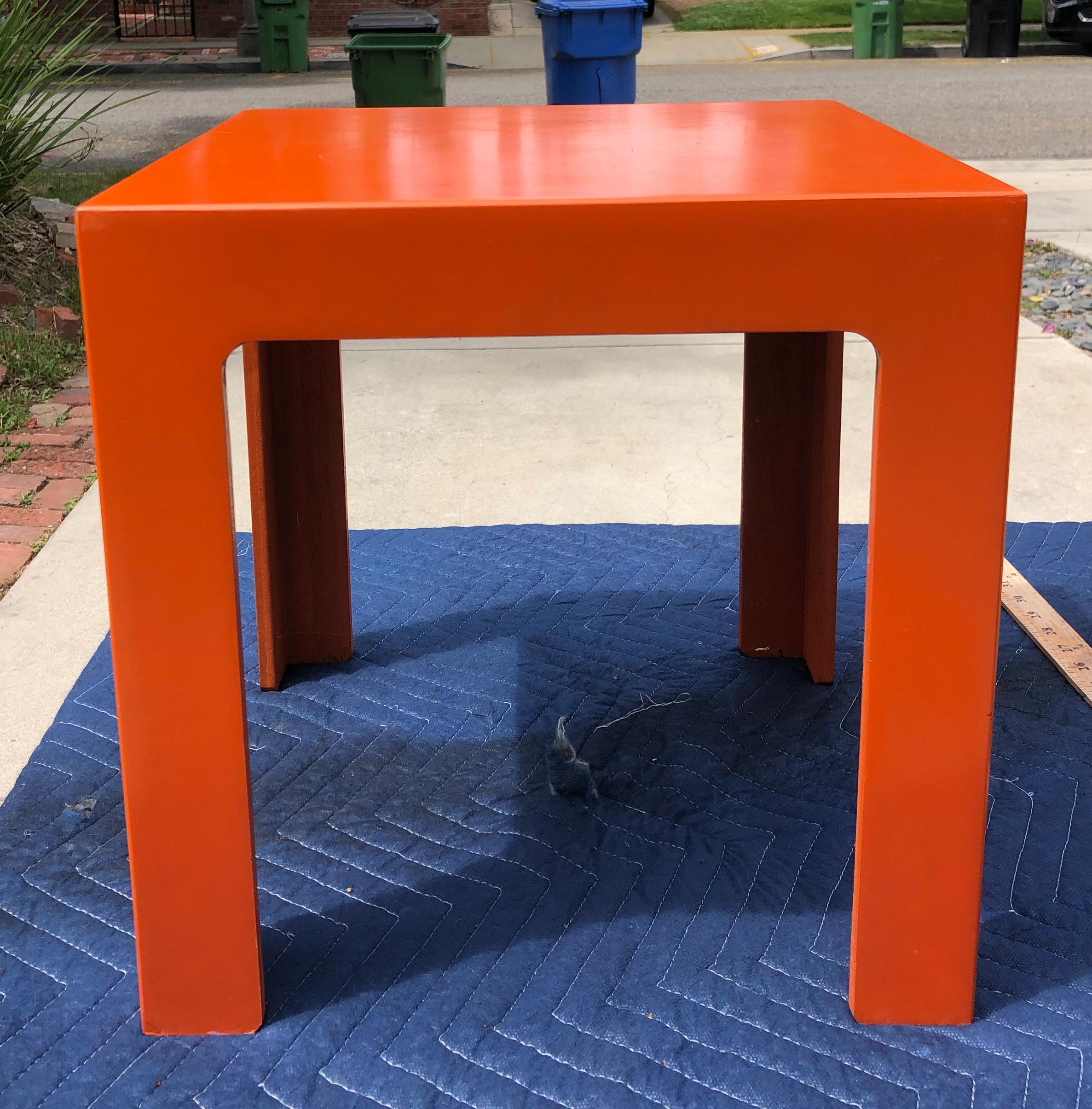 1960's Hermes Orange Laminate Parsons Stacking Cube Tables For Sale 7