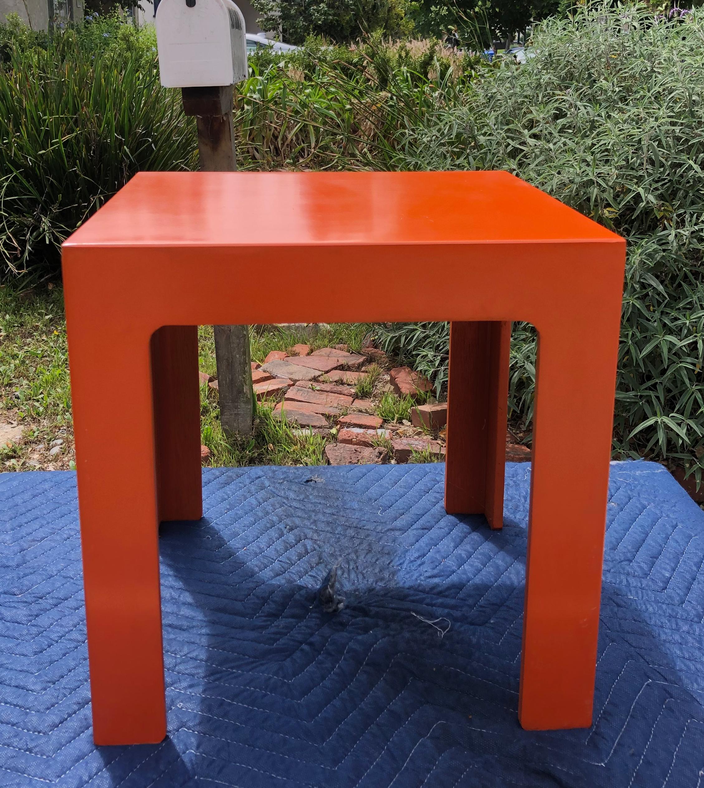 1960's Hermes Orange Laminate Parsons Stacking Cube Tables For Sale 8