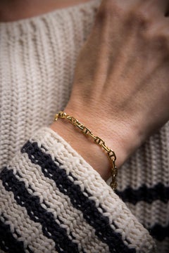 1960s Hermes Paris, 18K Yellow Gold Anchor Link Bracelet, Signed Hermès Paris