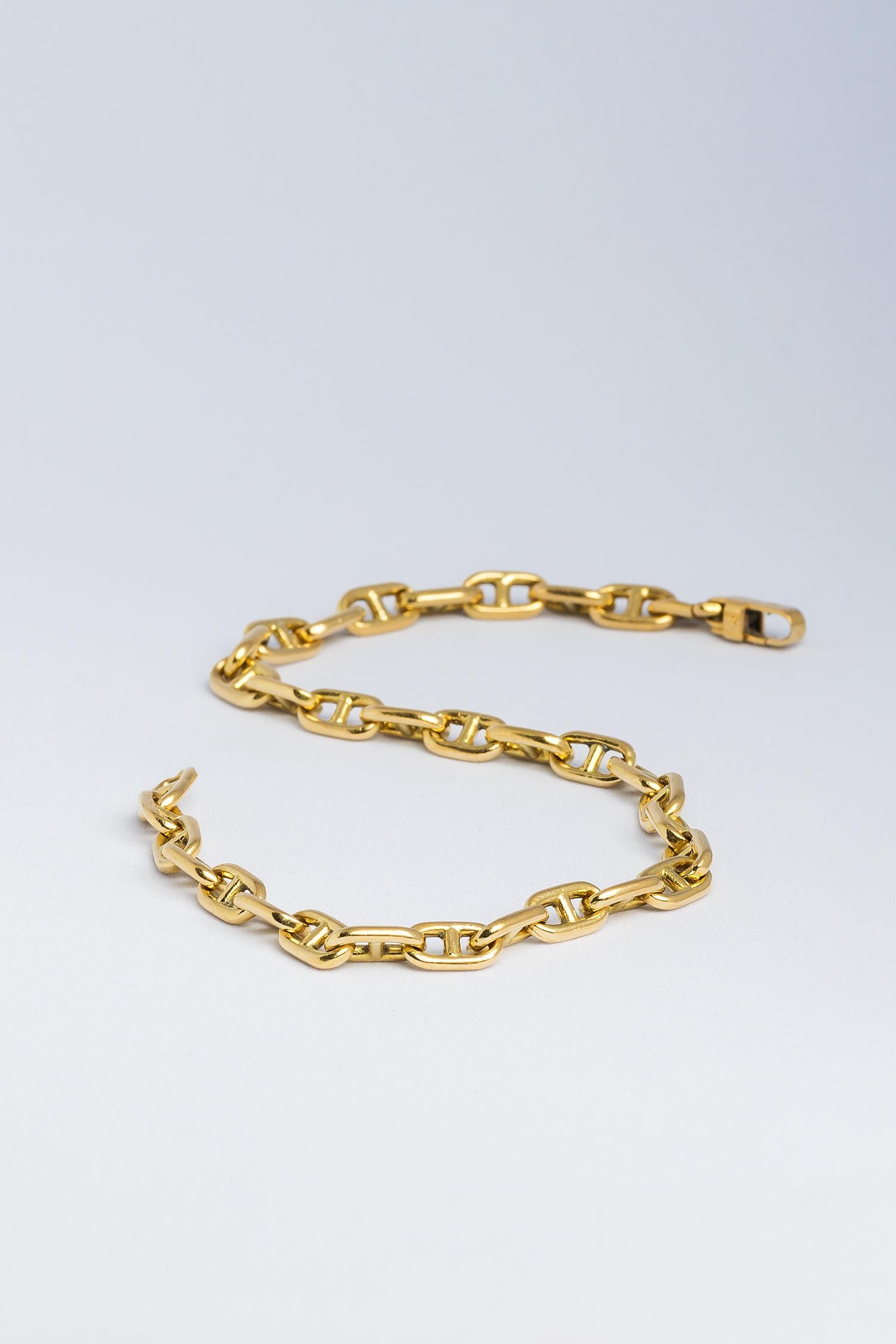 Women's 1960s Hermes Paris, 18K Yellow Gold Anchor Link Bracelet, Signed Hermès Paris