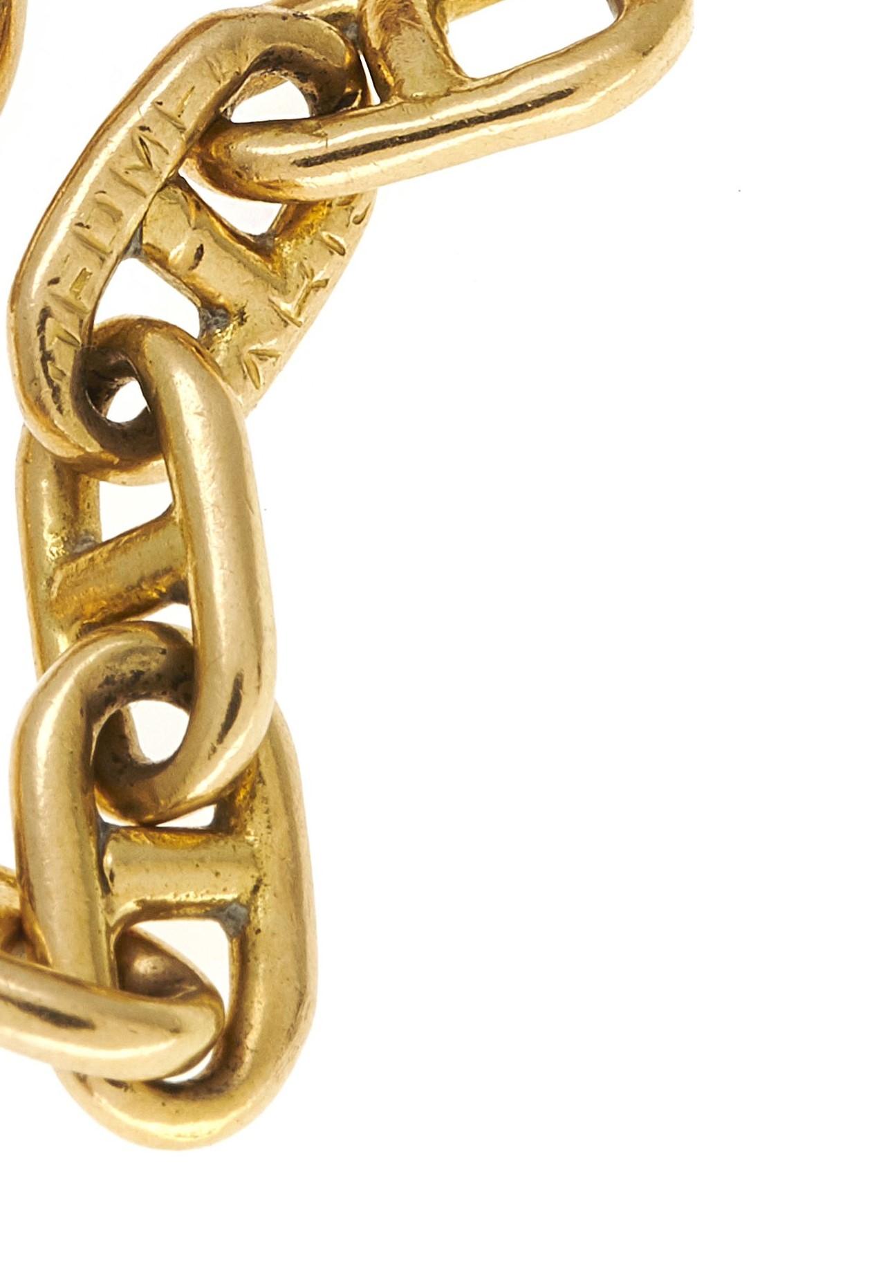 1960s Hermes Paris, 18K Yellow Gold Anchor Link Bracelet, Signed Hermès Paris 1