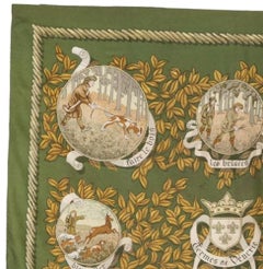 1960s Hermes Termes De Venerie by Charles J Hallo Silk Scarf