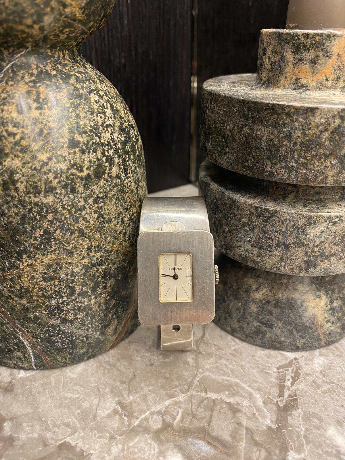 Modern 1960s Hermes Vintage Steel Watch For Sale