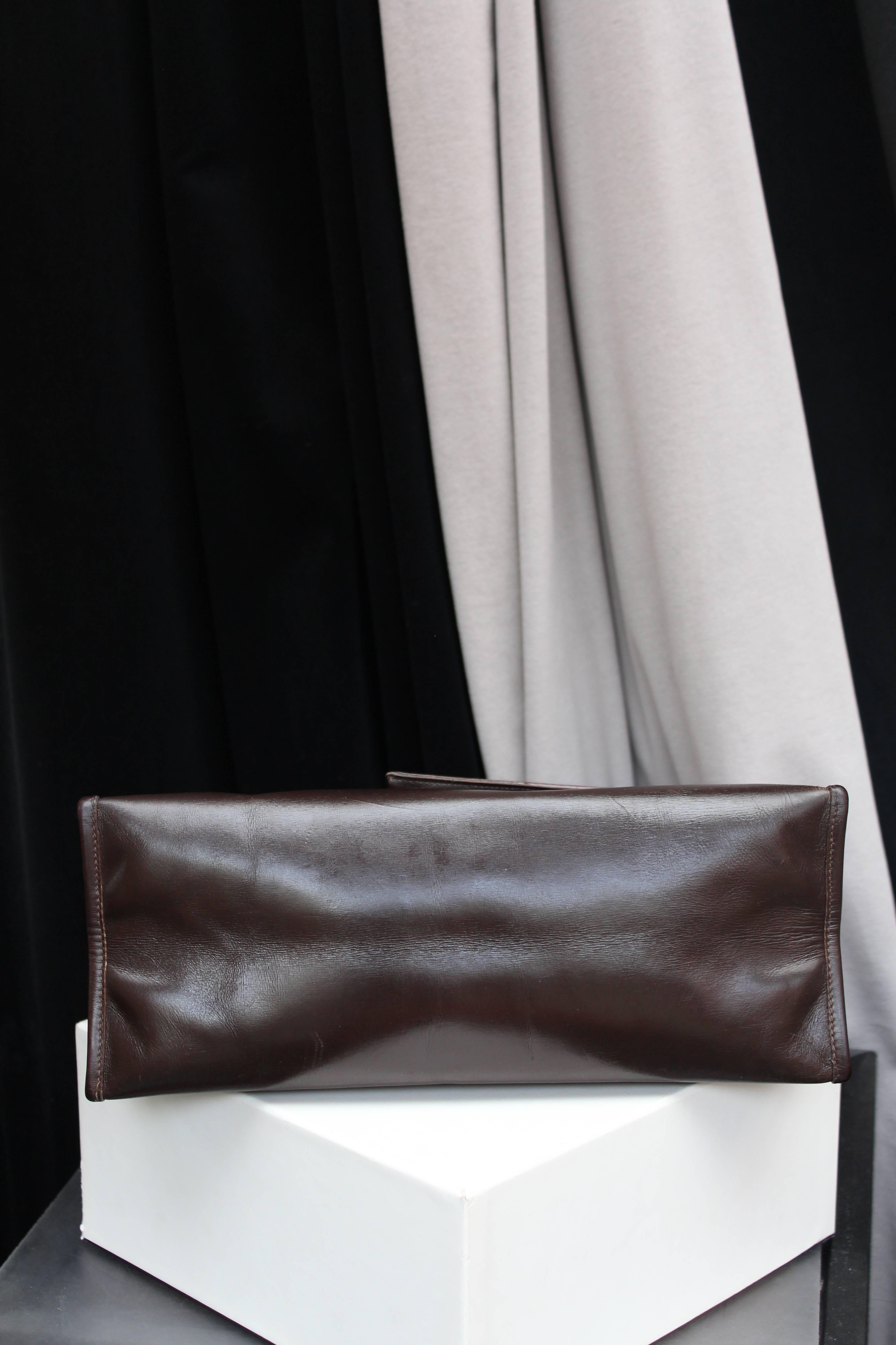 Hermès large brown leather tote bag, 1960s 1