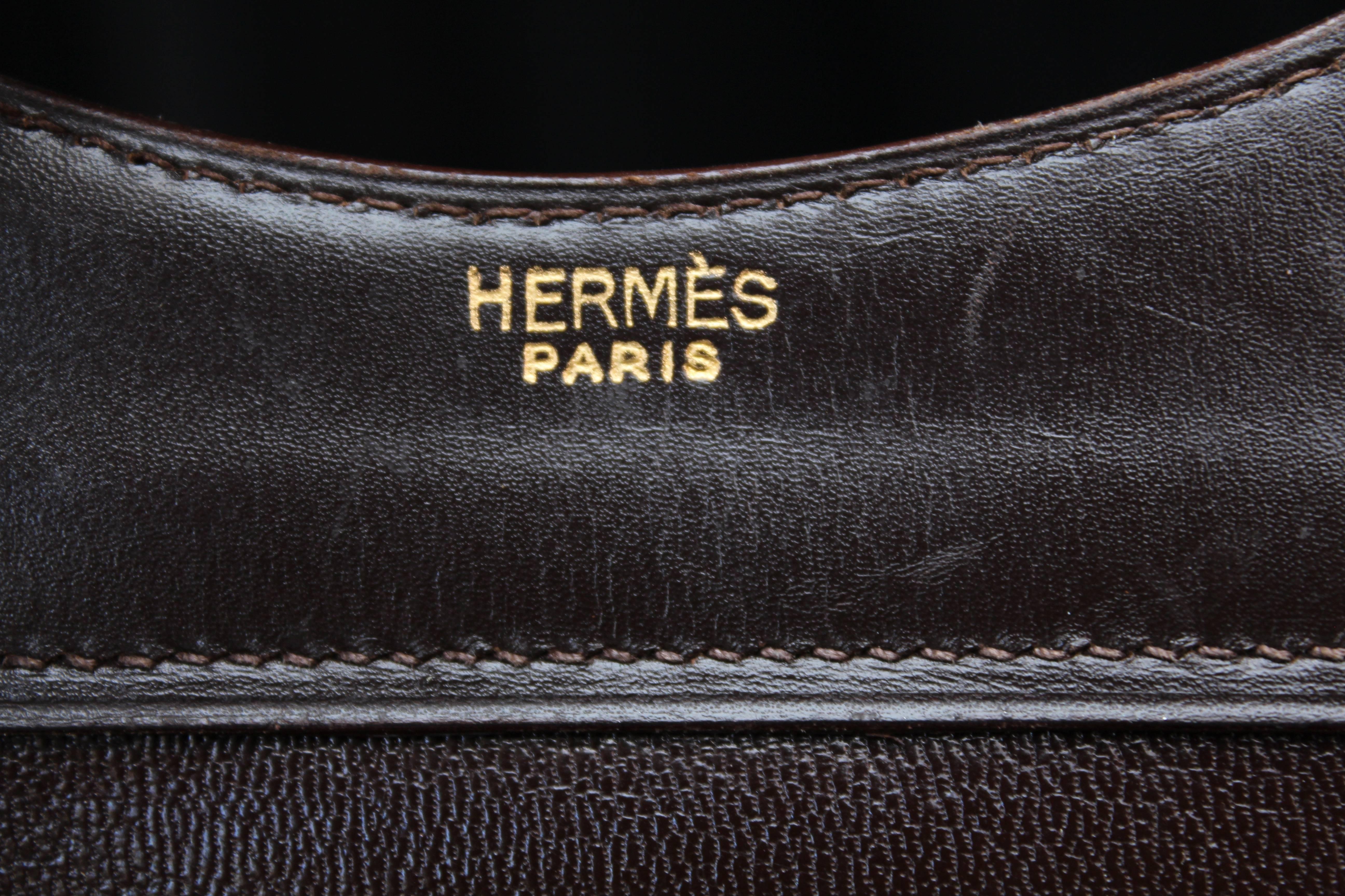 Hermès large brown leather tote bag, 1960s 3