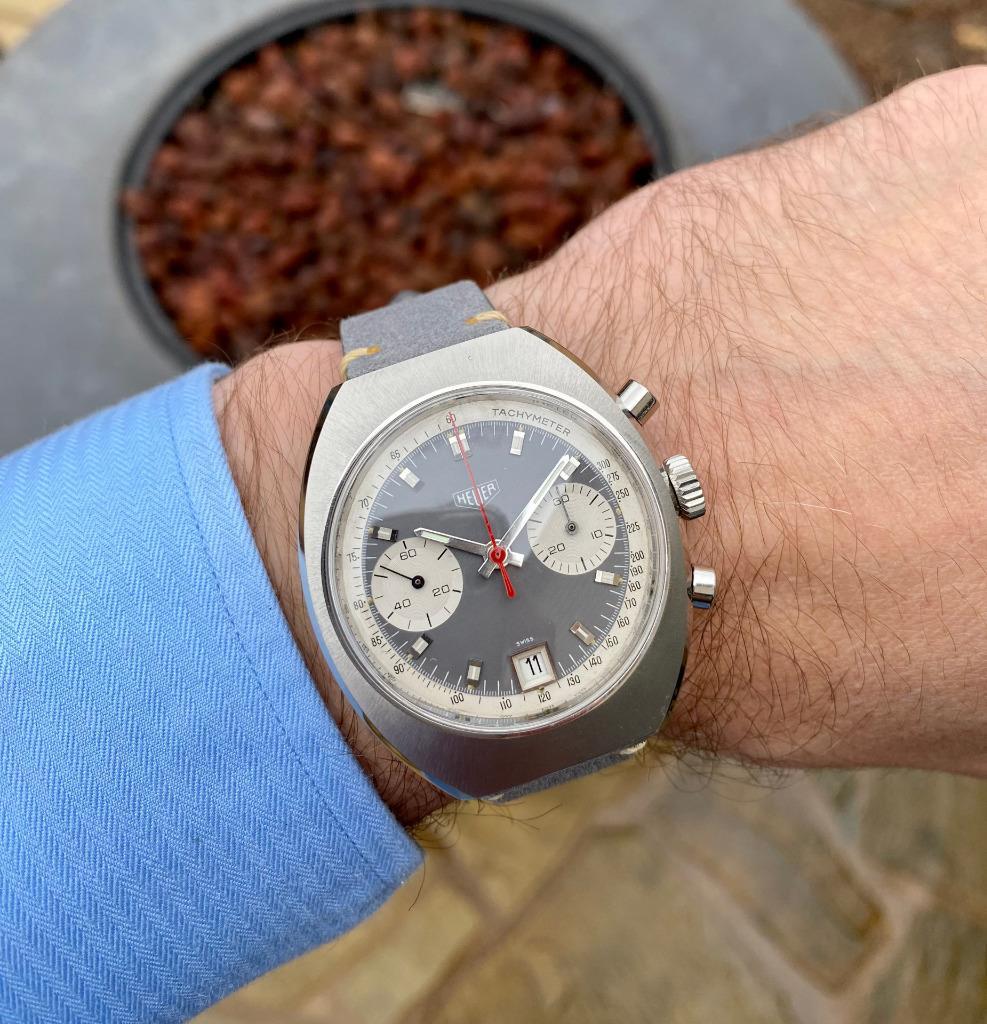 Reloj de caballero Heuer Retro Vintage Valjoux 7734 Cronógrafo 1960 - Acero inoxidable en venta 6