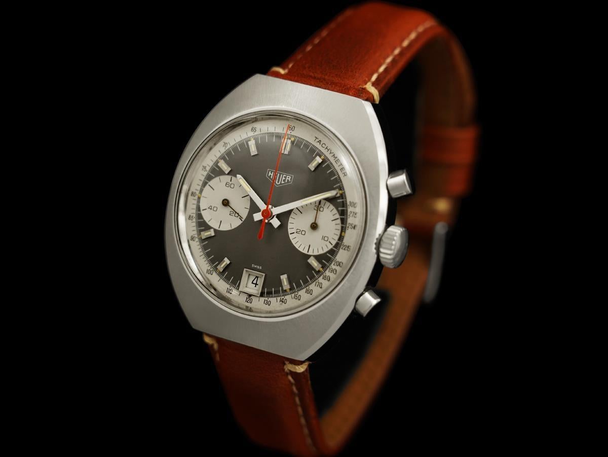 Reloj de caballero Heuer Retro Vintage Valjoux 7734 Cronógrafo 1960 - Acero inoxidable en Bueno estado para la venta en Suwanee, GA
