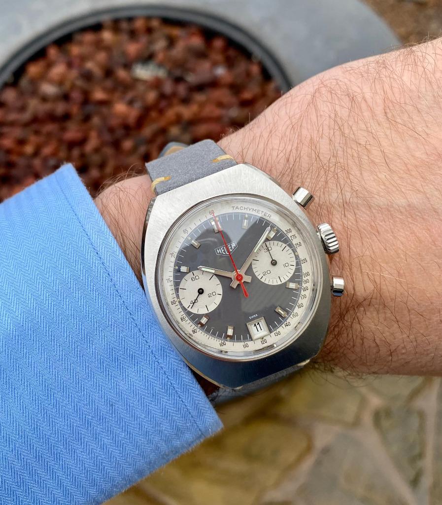 Reloj de caballero Heuer Retro Vintage Valjoux 7734 Cronógrafo 1960 - Acero inoxidable en venta 5