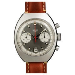 1960's Heuer Retro Vintage Valjoux 7734 Chronograph Mens Watch - Stainless Steel